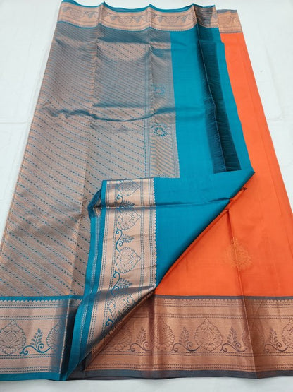 Red And Orange Kanchipuram Pure Silk Saree – Kanchipuram Lakshaya Silks