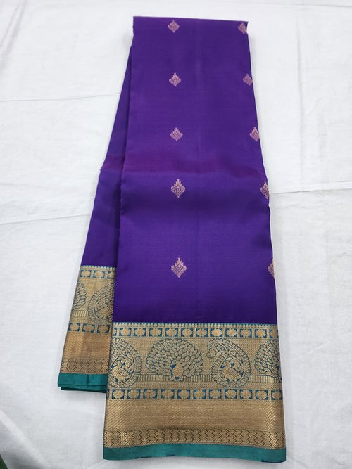 Blue And Purple Kanchipuram Pure Silk Saree – Kanchipuram Lakshaya Silks