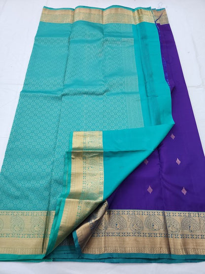 Blue And Purple Kanchipuram Pure Silk Saree – Kanchipuram Lakshaya Silks