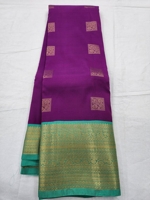 Purple And Gold Kanchipuram Pure Silk Saree With Rich Pallu – Kanchipuram Lakshaya Silks
