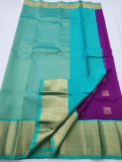 Purple And Gold Kanchipuram Pure Silk Saree With Rich Pallu – Kanchipuram Lakshaya Silks