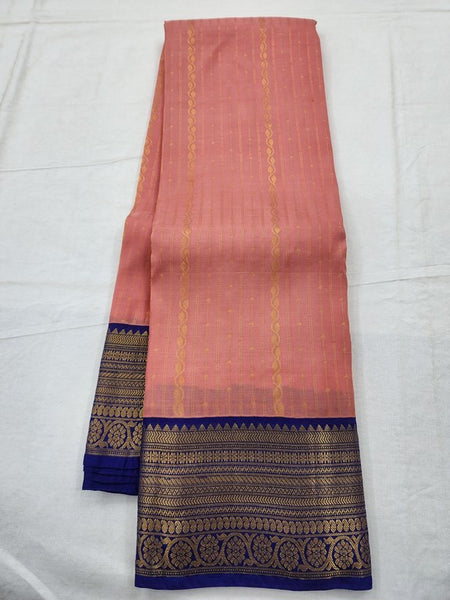Brown And Orange Kanchipuram Pure Silk Saree