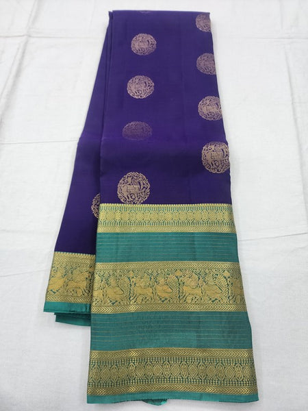Blue And Gold Kanchipuram Pure Silk Saree 167