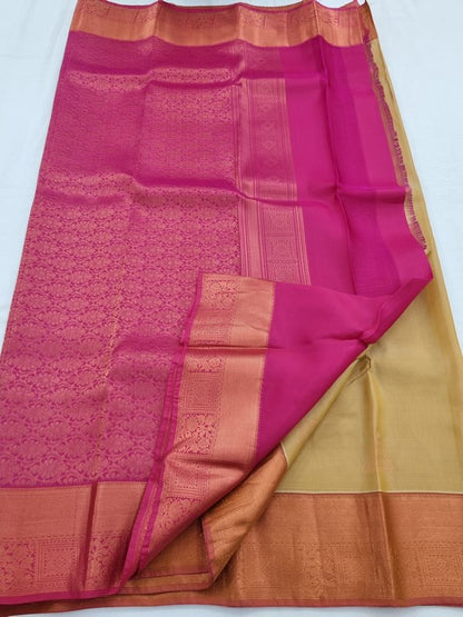 Brown And Red Kanchipuram Pure Silk Saree 011 – Kanchipuram Lakshaya Silks