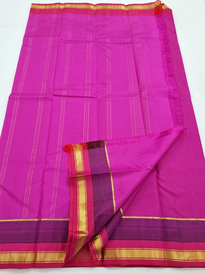 Pink And Maroon Kanchipuram Pure Silk Saree With Grand Pallu – Kanchipuram Lakshaya Silks