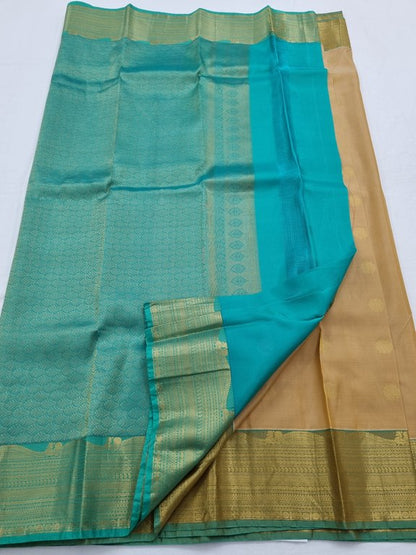 Mustard Yellow And Navy Blue Kanchipuram Pure Silk Saree – Kanchipuram Lakshaya Silks