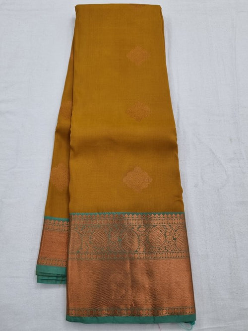 Peach And Teal Kanchipuram Pure Silk Saree 014 – Kanchipuram Lakshaya Silks