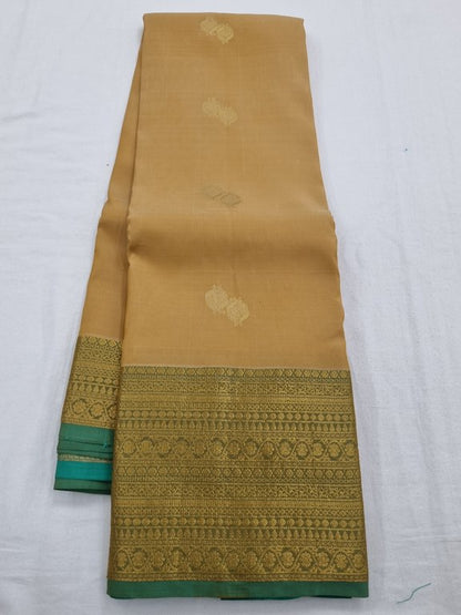 Yellow And Green Kanchipuram Pure Silk Saree With Gold Zari Work – Kanchipuram Lakshaya Silks