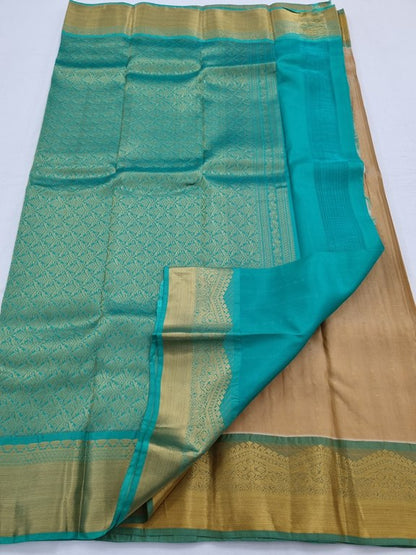 Cream And Blue Kanchipuram Pure Silk Sarees – Kanchipuram Lakshaya Silks