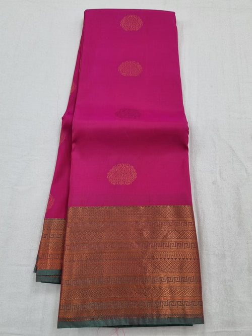 Red And Pink Kanchipuram Pure Silk Saree With Temple Border – Kanchipuram Lakshaya Silks