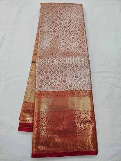 Red And White Kanchipuram Pure Silk Sarees – Kanchipuram Lakshaya Silks