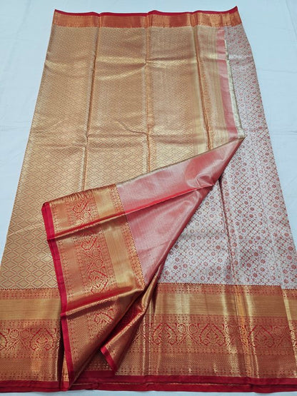Red And White Kanchipuram Pure Silk Sarees – Kanchipuram Lakshaya Silks
