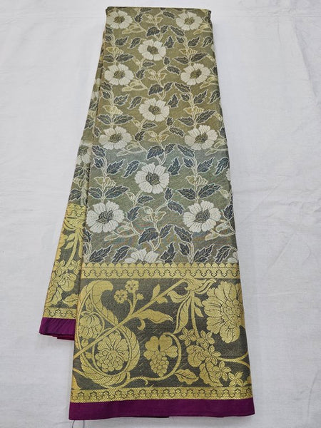 Kanchipuram Blended Tissue Silk Sarees 019 In Black And Gold