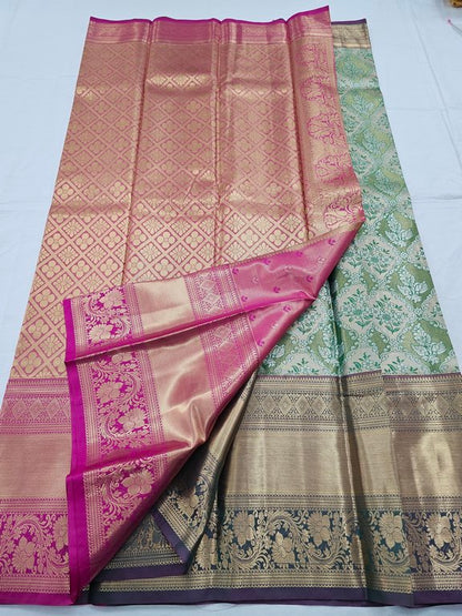 Pure Silk Green And Maroon Kanchipuram Sarees – Kanchipuram Lakshaya Silks