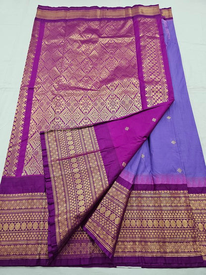 Purple And Maroon Kanchipuram Pure Silk Saree With Traditional Motif – Kanchipuram Lakshaya Silks