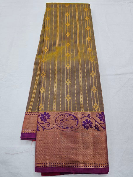 Maroon And Brown Kanchipuram Pure Silk Sarees