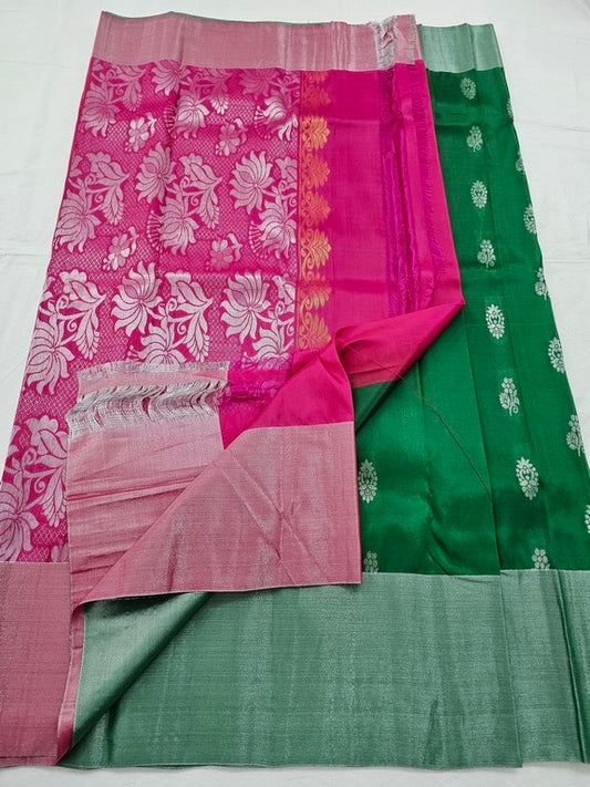 Green And White Kanchipuram Pure Silk Sarees 083 – Kanchipuram Lakshaya Silks