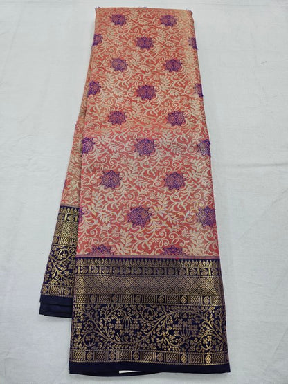 Purple And Red Kanchipuram Pure Silk Saree With Intricate Floral Pattern – Kanchipuram Lakshaya Silks