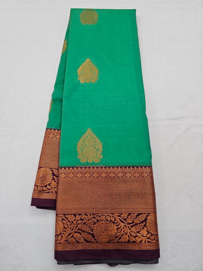 Orange And Dark green Kanchipuram Pure Silk Saree With Kanchipuram Silk – Kanchipuram Lakshaya Silks