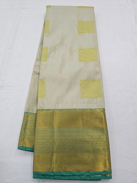 Gold And Blue Kanchipuram Pure Silk Saree With Rich Pallu