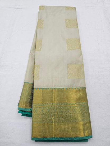 Yellow And Gold Kanchipuram Pure Silk Saree With Diamond Pattern – Kanchipuram Lakshaya Silks