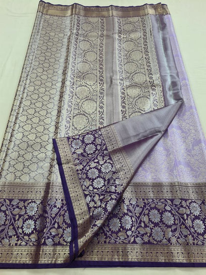Pastel And Pastel Kanchipuram Pure Silk Saree With Handloom – Kanchipuram Lakshaya Silks