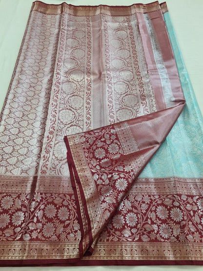 Pastel And Pastel Kanchipuram Pure Silk Saree With Handloom 008