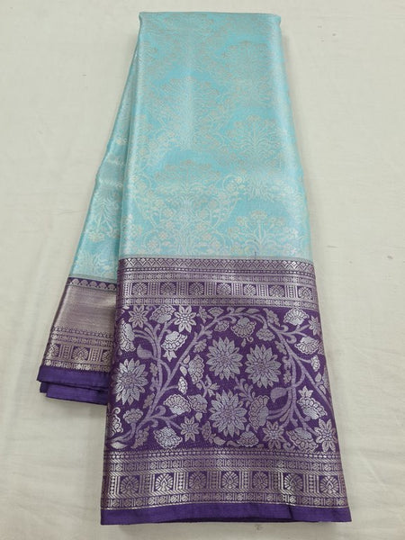 Ice Blue Kanchipuram Pure Silk Saree