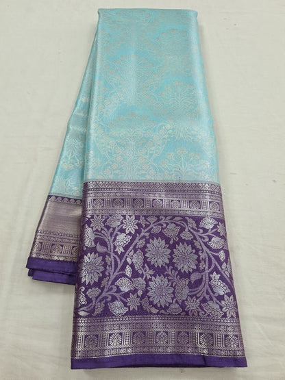 Ice Blue Kanchipuram Pure Silk Saree – Kanchipuram Lakshaya Silks