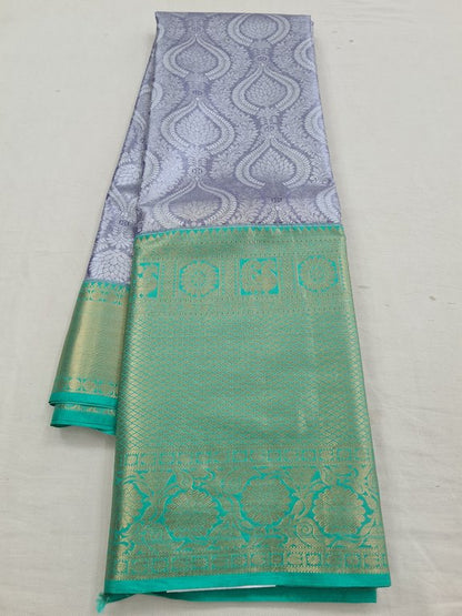 Blue And Green Kanchipuram Pure Silk Saree With Traditional Motif – Kanchipuram Lakshaya Silks