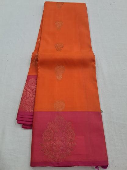 Red And Pink Kanchipuram Pure Silk Saree With Floral Buta – Kanchipuram Lakshaya Silks