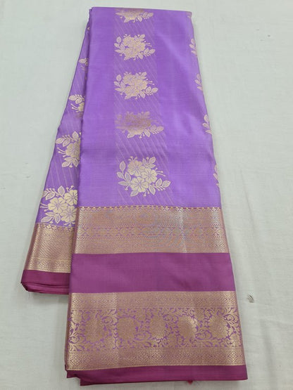 Maroon And Gold Kanchipuram Pure Silk Saree With Floral Motif – Kanchipuram Lakshaya Silks