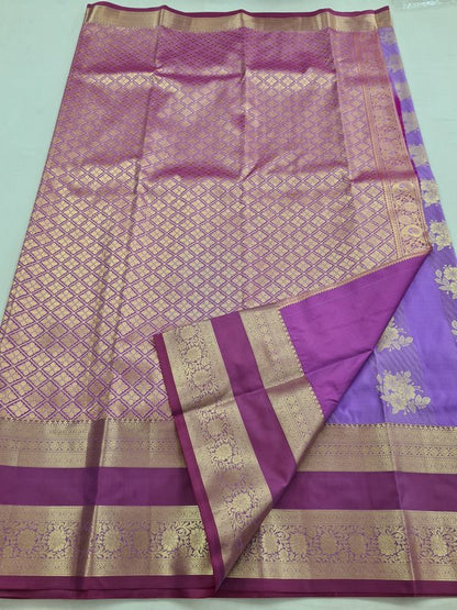 Maroon And Gold Kanchipuram Pure Silk Saree With Floral Motif