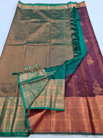 Brown Kanchipuram Pure Silk Sarees