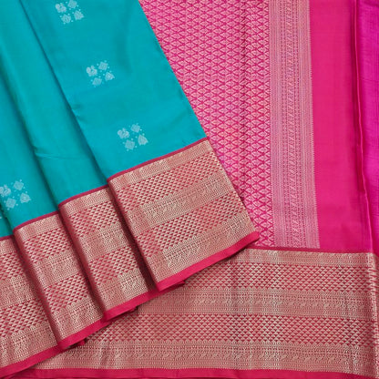 Maroon And Pink Kanchipuram Pure Silk Saree With Kameez Pallu