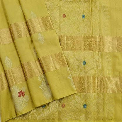 Gold And Yellow Kanchipuram Pure Silk Saree 008