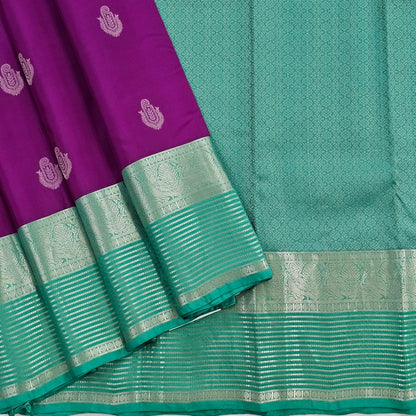 Lavender And Maroon Kanchipuram Pure Silk Sarees