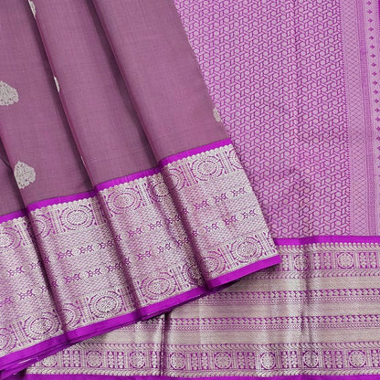 Purple And Blue Kanchipuram Pure Silk Saree With Diamond Pattern