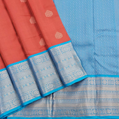 Red And Blue Kanchipuram Pure Silk Saree With Traditional Motif