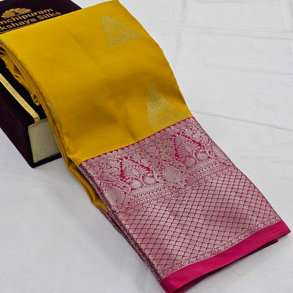 Kanchipuram Pure Silk Saree - Yellow and Red – Kanchipuram Lakshaya Silks
