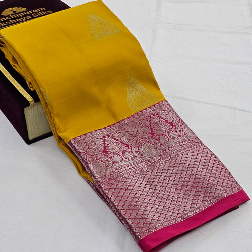 Kanchipuram Pure Silk Saree - Yellow and Red – Kanchipuram Lakshaya Silks