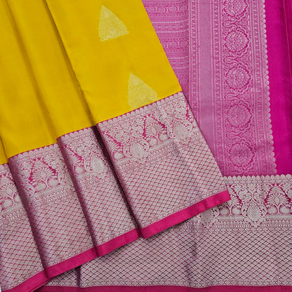 Kanchipuram Pure Silk Saree - Yellow and Red