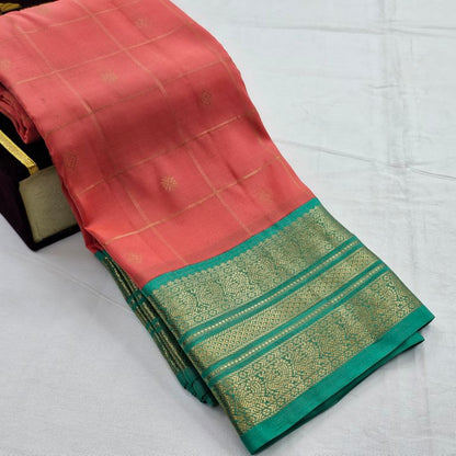 Red And Green Kanchipuram Pure Silk Saree With Gold Zari Work – Kanchipuram Lakshaya Silks