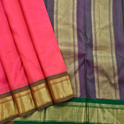 Red And Gold Kanchipuram Pure Silk Saree With Contrast Pallu
