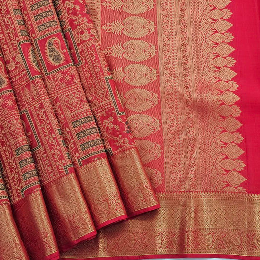 Kanchipuram Pure Elegant Red Bridal Silk Saree 036