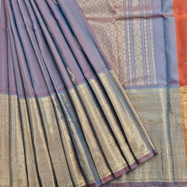 Steel Blue Kanchipuram Pure Silk Sarees