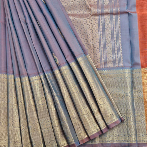 Steel Blue Kanchipuram Pure Silk Sarees – Kanchipuram Lakshaya Silks