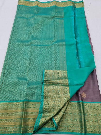 Blue And Yellow Kanchipuram Pure Silk Saree With Floral Buta – Kanchipuram Lakshaya Silks