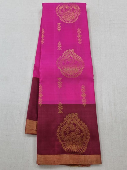Rose Pink And Maroon Kanchipuram Pure Silk Sarees – Kanchipuram Lakshaya Silks