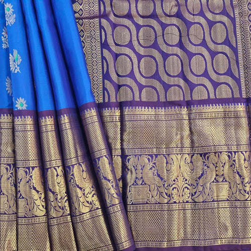 Royal Blue And Royal Blue Kanchipuram Pure Silk Saree With Premium Pure Kanchipuram Silk – Kanchipuram Lakshaya Silks